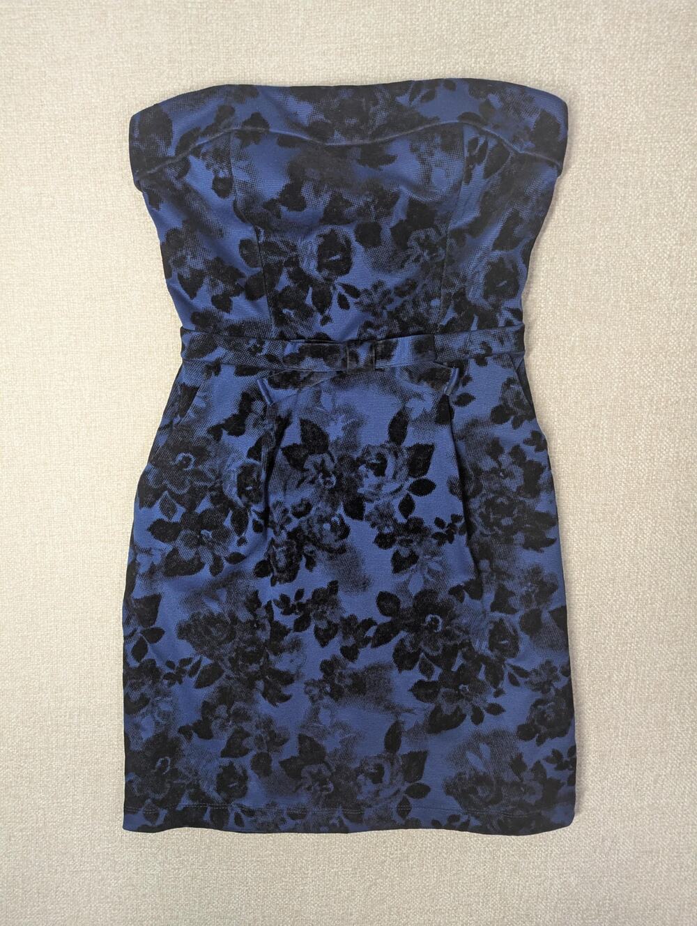 Mystic Vintage Blue Velvet Mini Cocktail Dress